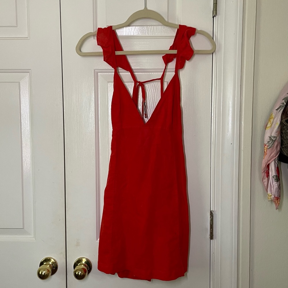 Red linen mini by Free People